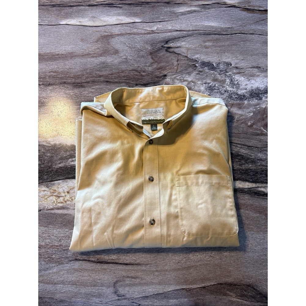 CABELA'S OUTFITTER SERIES Mens Lge 100% Cotton Button-up Long SleeveYellow Shirt